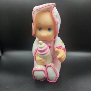 Vintage GOLDBERGER Pink LOLLIPALOOZA DOLL W/ BOTTLE THUMBSUCKER VINYL CLOTH EUC
